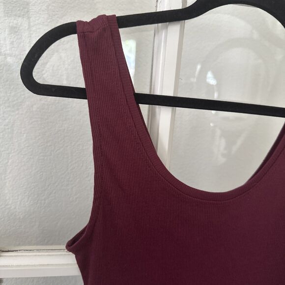 Burgundy Bodycon Dress Ribbed Tank Womens Large NWT - Picture 7 of 11